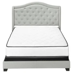 Monarch Queen Velvet Bed with Headboard (60") - Light Grey Sale