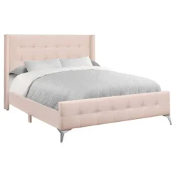 Monarch Queen Velvet Bed with Headboard (60") - Pink Discount