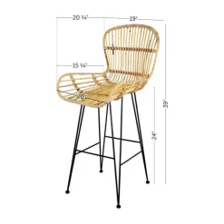 Meubles South Shore Rattan Counter Stool With Armrests. Set Of 2 - South Shore Rattan and Black New
