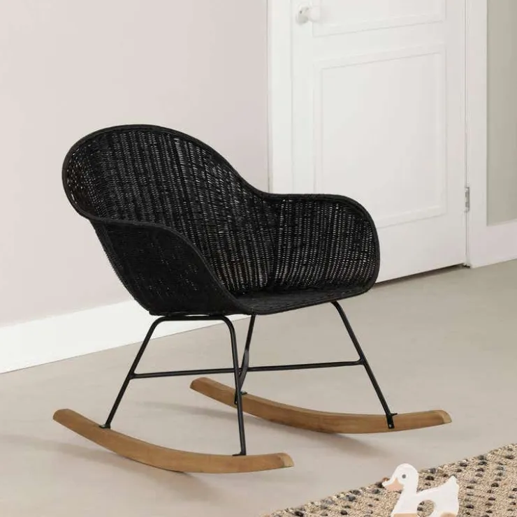 Meubles South Shore Rattan Rocking Chair Black Rattan Clearance