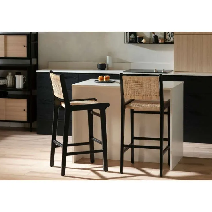Meubles South Shore Rattan Stool - South Shore Black and Natural Discount