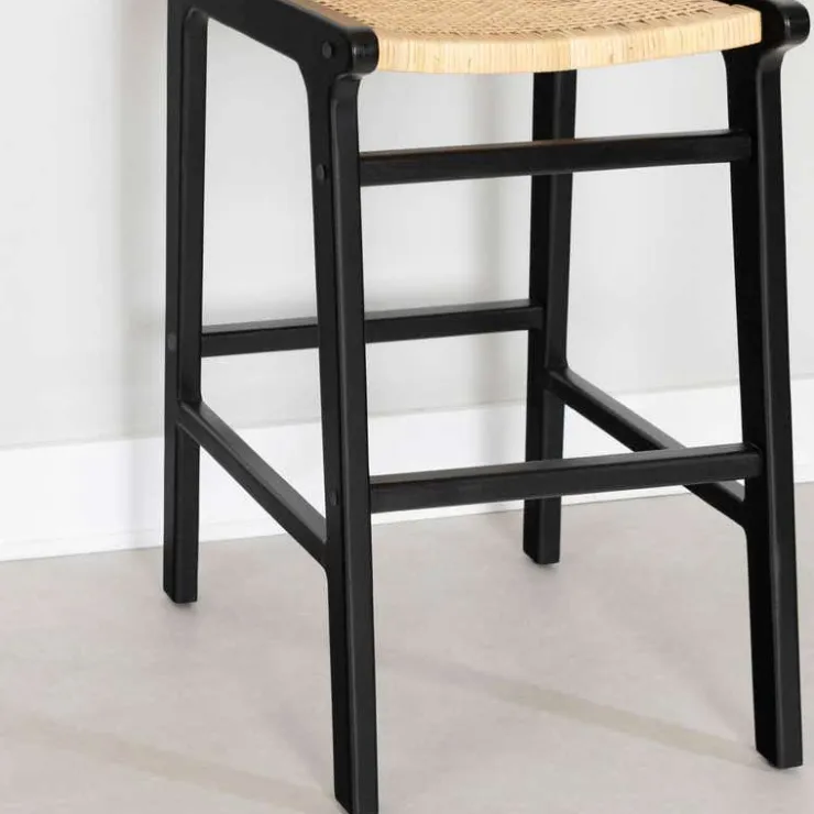 Meubles South Shore Rattan Stool - South Shore Black and Natural Discount