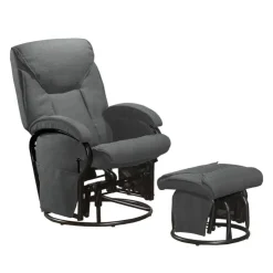 Reclining Ball-Bearing Swivel Glider with Ottoman Grey Best
