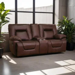 Reclining Loveseat with Console Brown Best