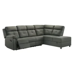 Reclining Sectional with Drop-Down Backrest and Cup Holders - Dark Grey Discount