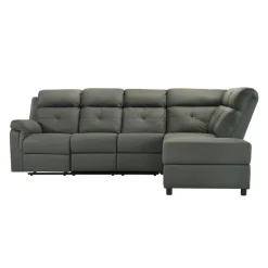 Reclining Sectional with Drop-Down Backrest and Cup Holders - Dark Grey Discount