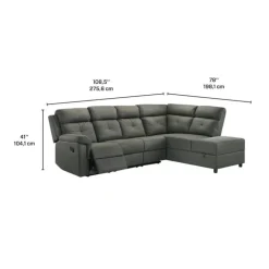 Reclining Sectional with Drop-Down Backrest and Cup Holders - Dark Grey Discount