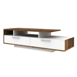 MEQ Rectangular Coffee Table with Storage White/Walnut Hot