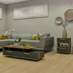 MEQ Rectangular Coffee Table with Storage SLATE/WALNUT Clearance