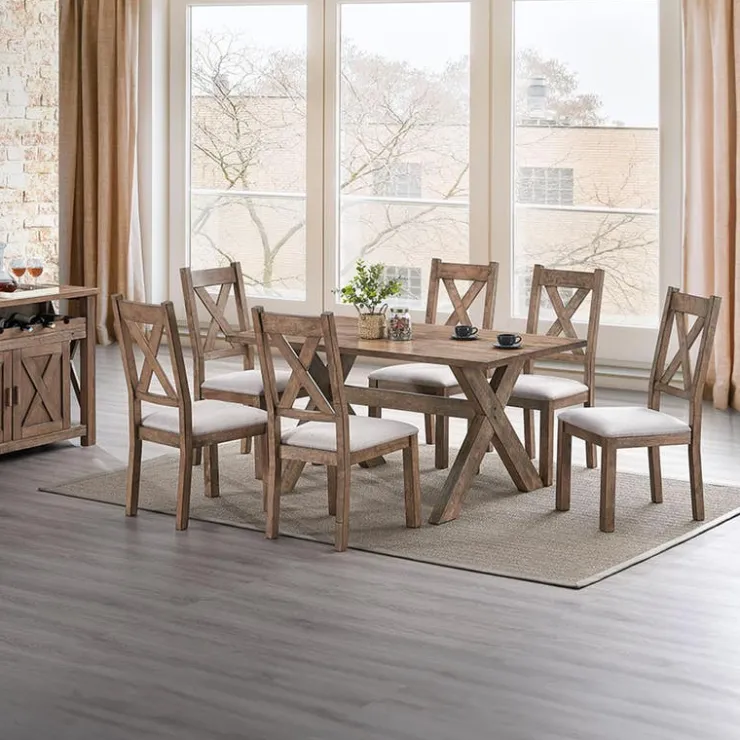 Rectangular Dining Table with 6 Chairs - Beige Brown/Beige Best