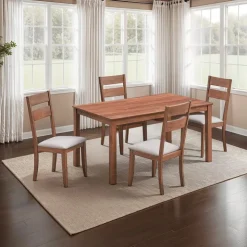 Rectangular Dining Table with 4 Chairs - Beige Brown/Beige Best