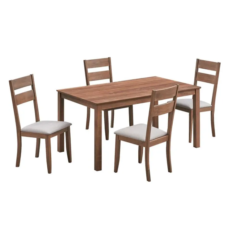 Rectangular Dining Table with 4 Chairs - Beige Brown/Beige Best