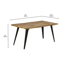 Rectangular Dining Table 63" Brown/Black