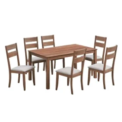 Rectangular Dining Table with 6 Chairs - Beige Brown/Beige Discount