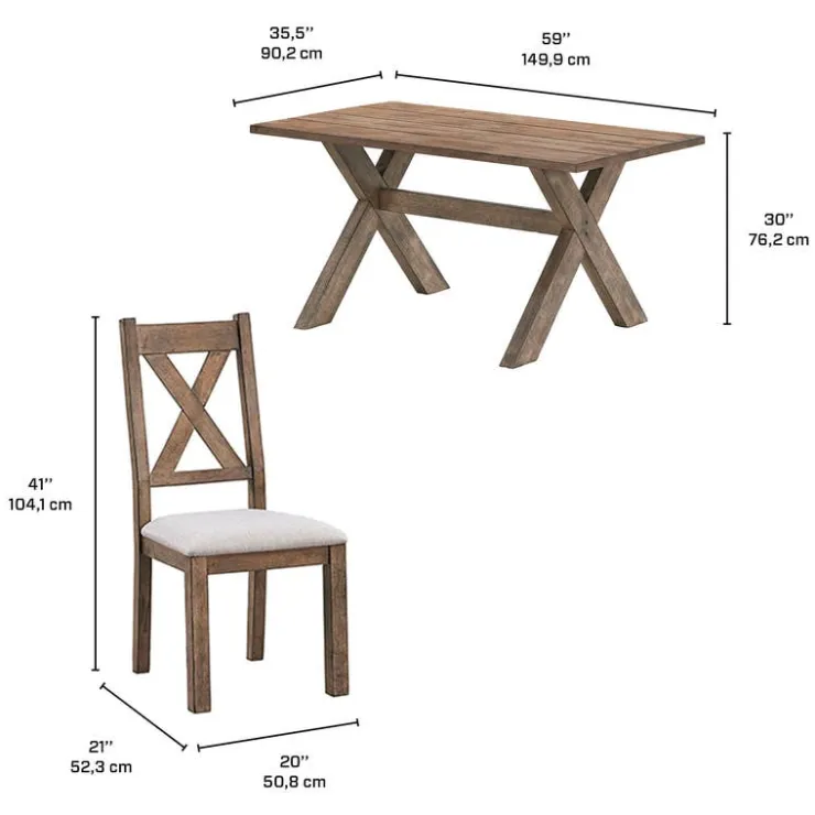 Rectangular Dining Table with 4 Chairs - Beige Brown/Beige Best