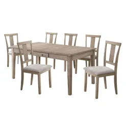 Rectangular Dining Table with Storage Compartments and 6 Chairs - Grey Hot