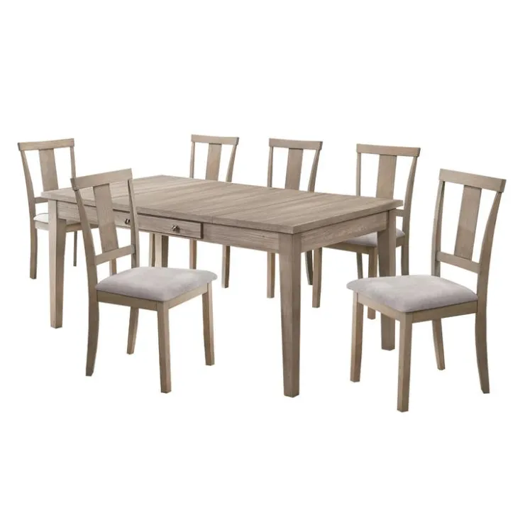 Rectangular Dining Table with Storage Compartments and 6 Chairs - Grey Hot