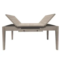 Rectangular Dining Table with End Lift-Top Panels and Drawer Grey Sale