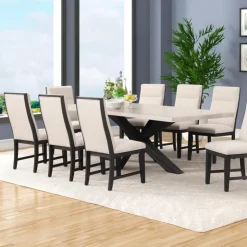 Rectangular Extendable Dining Table 72" to 90" Brown & Light Grey Discount