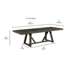 Rectangular Extendable Dining Table 79" to 101" GREY Best