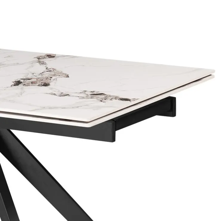 Rectangular Extendable Sintered Stone Dining Table 63" to 95" Grey/White/Black Discount