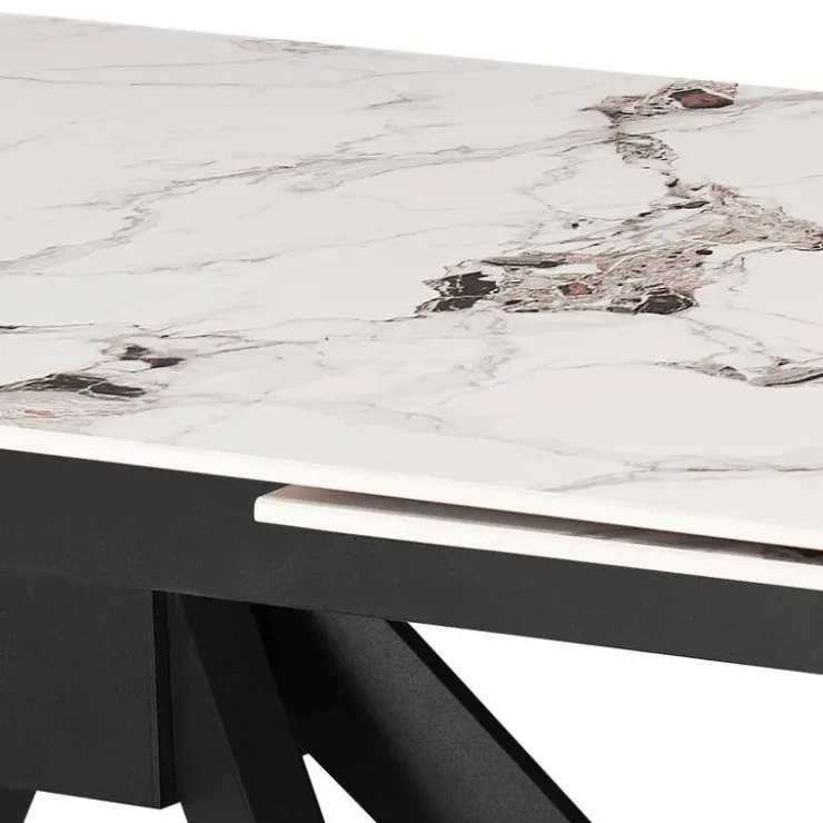 Rectangular Extendable Sintered Stone Dining Table 63" to 95" Grey/White/Black Discount