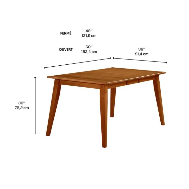 Arboit Poitras Rectangular Extendable Solid Wood Dining Table 48" to 60" - Brown Best