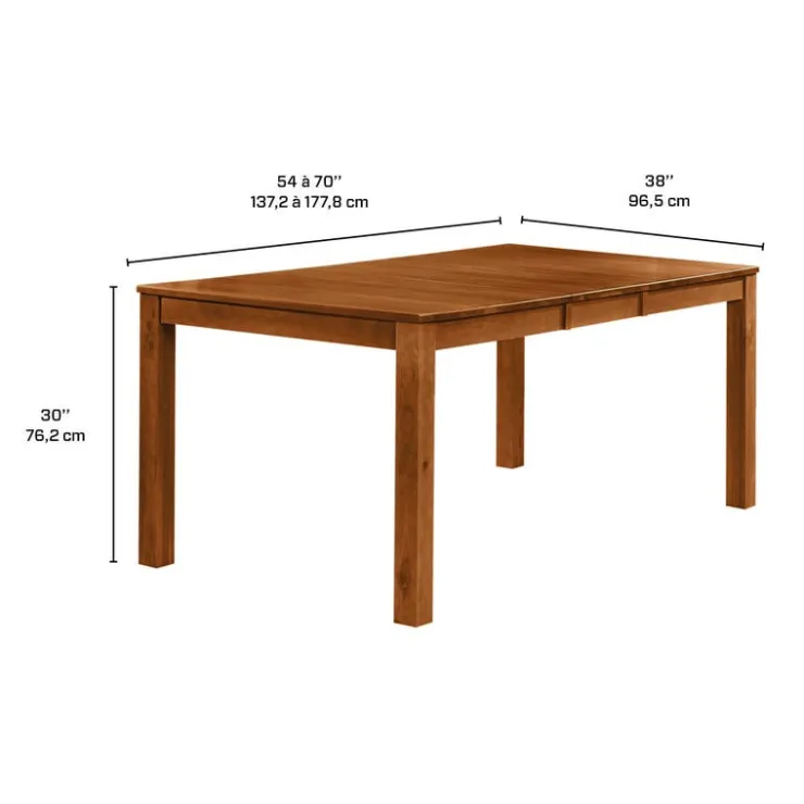 Arboit Poitras Rectangular Extendable Solid Wood Dining Table 54" to 70" BROWN Best