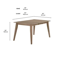 Arboit Poitras Rectangular Extendable Solid Wood Dining Table 48" to 60" - Grey Best
