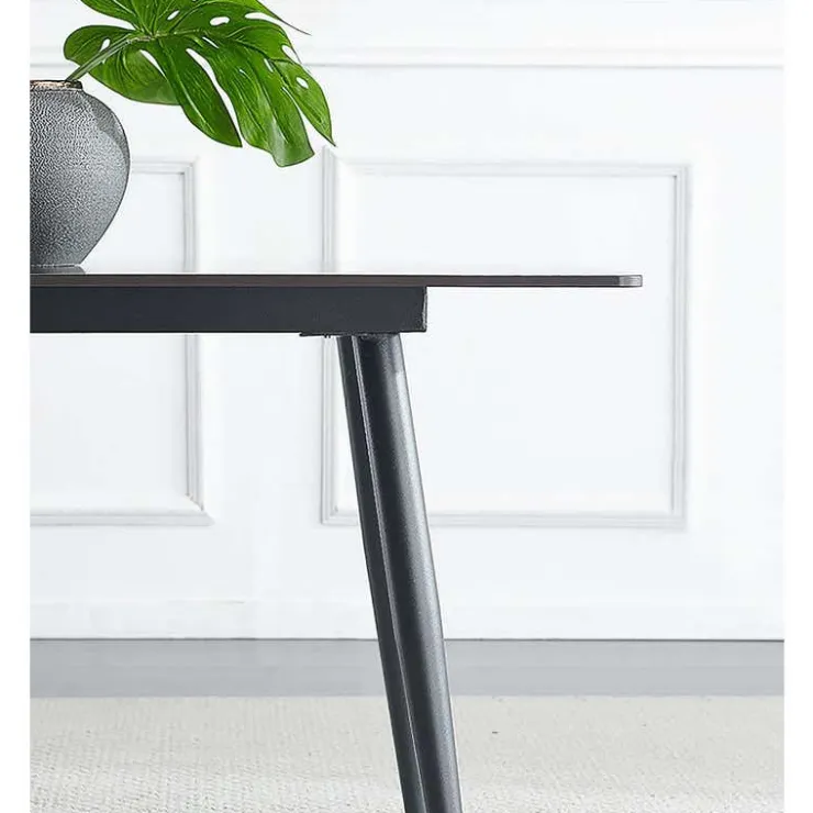 Rectangular Grey Sintered Stone Dining Table - 59" White/Black Legs Discount