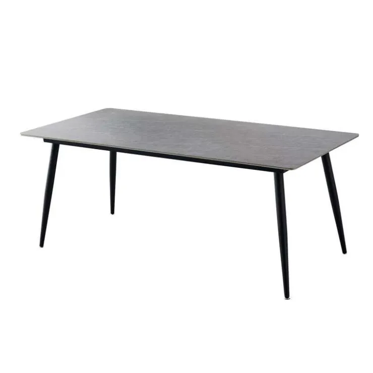 Rectangular Grey Sintered Stone Dining Table - 59" White/Black Legs Discount