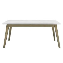 Rectangular Marble Top Dining Table 72" White / Naturel Sale