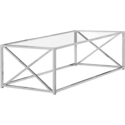 Monarch Rectangular Metal and Tempered Glass Coffee Table - Chrome New