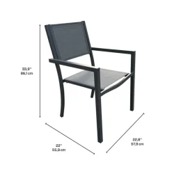 Rectangular Metal Outdoor Dining Table and 4 Chairs Grey New