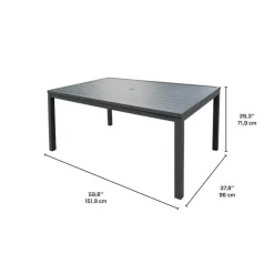 Rectangular Metal Outdoor Dining Table and 6 Chairs Grey Outlet