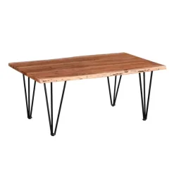Rectangular Solid Wood Coffee Table Natural Brown Best