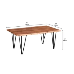 Rectangular Solid Wood Coffee Table Natural Brown Best
