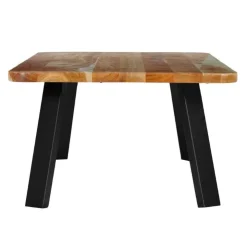 Rectangular Solid Wood Coffee Table Acacia natural and black metal New