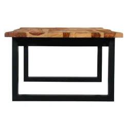 Rectangular Solid Wood Coffee Table Natural sheesham and black metal Best