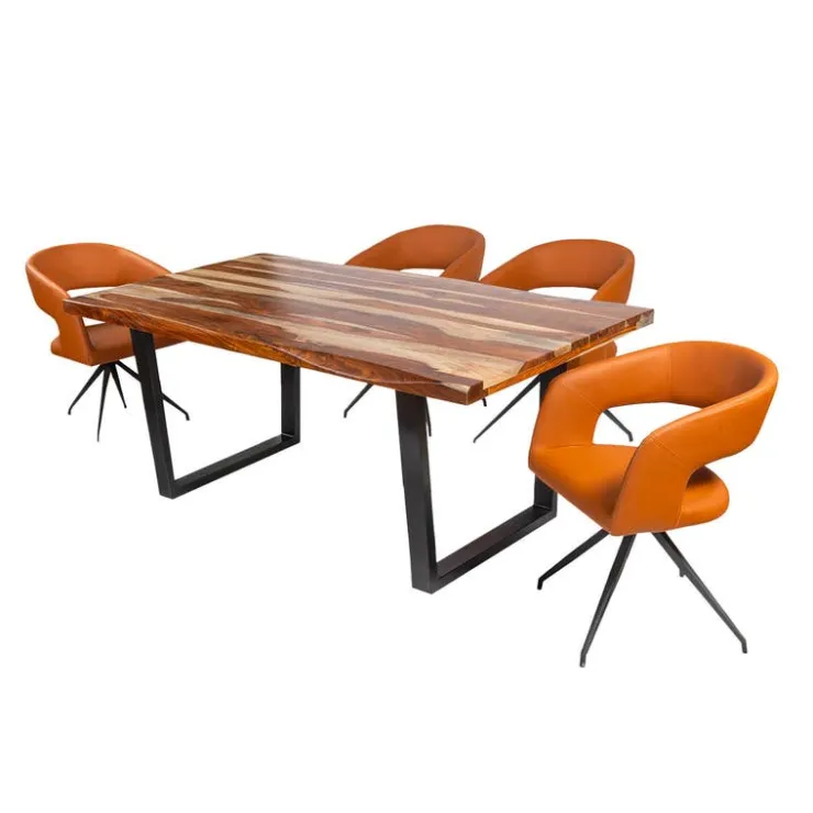 Rectangular Solid Wood Dining Table with 4 Chairs - 72" SHEESHAM/ORANGE Best