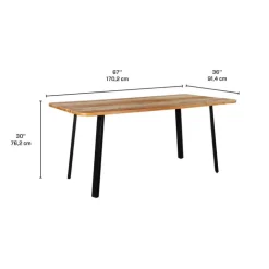 Rectangular Solid Wood Dining Table - 67" Acacia natural and black metal Clearance