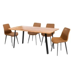 Rectangular Solid Wood Dining Table with 4 Chairs - 67" SHEESHAM/ORANGE Hot