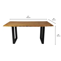 Rectangular Solid Wood Dining Table 67" Sale