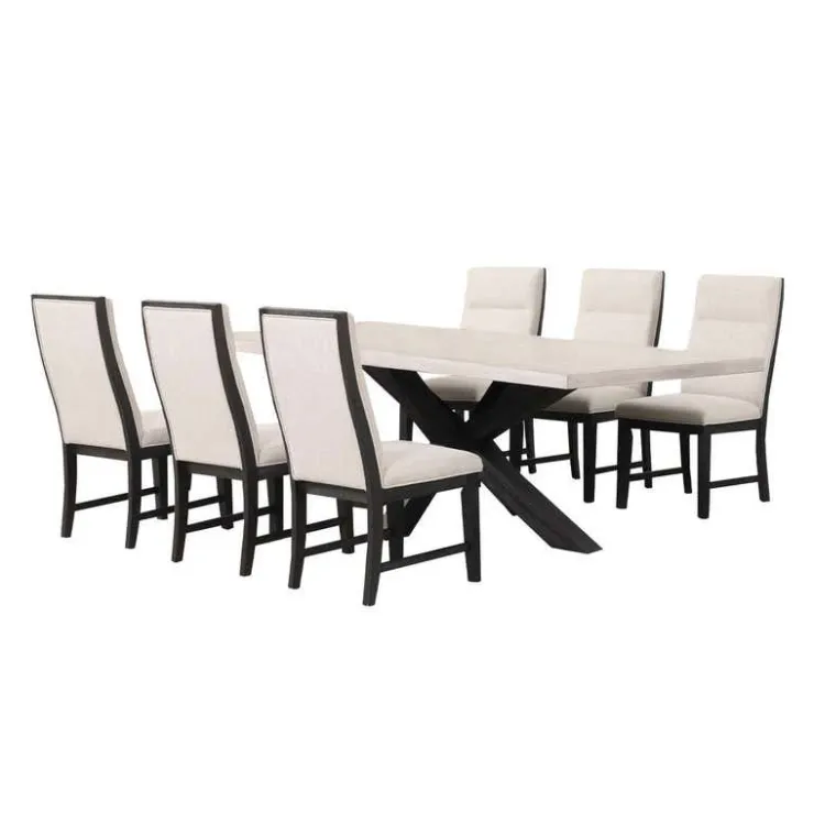 Rectangular Table with 6 Chairs - Creamy White Brown / Light Grey / Cream White Sale