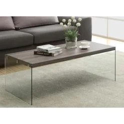 Monarch Rectangular Tempered Glass Coffee Table - Dark Taupe Hot