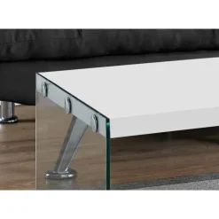 Monarch Rectangular Tempered Glass Coffee Table - White Discount