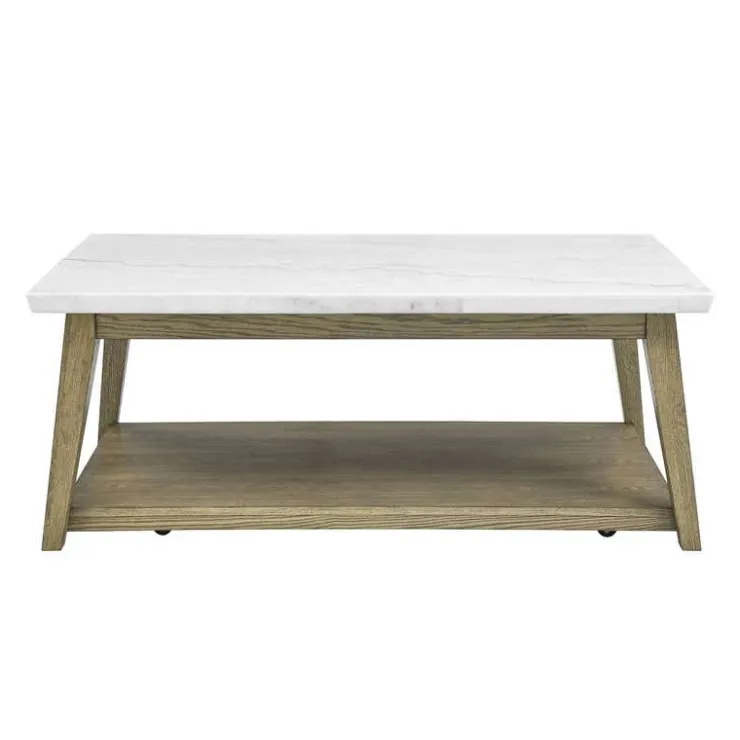 Rectangular White Marble Top Coffee Table White / Naturel Outlet