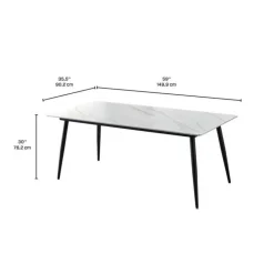 Rectangular White Sintered Stone Dining Table - 59