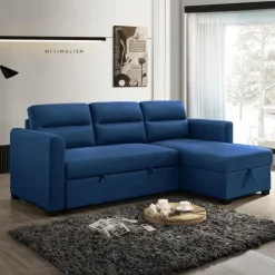 Reversible Sectional Bed with Storage - Blue Outlet