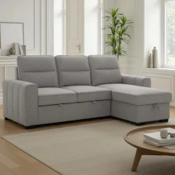 Reversible Sectional Bed with Chaise and Storage Grey Clearance